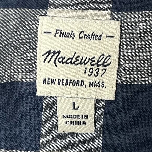 Madewell Navy and White Plaid Shirt size large NWOT - Picture 2 of 3